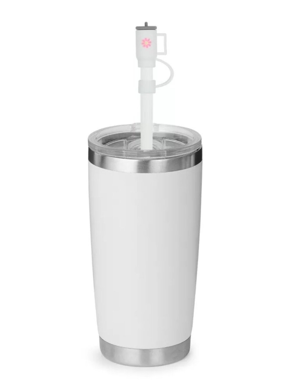 Cute Silicone Straw Topper white tumbler for Wide Straw. New without tags.